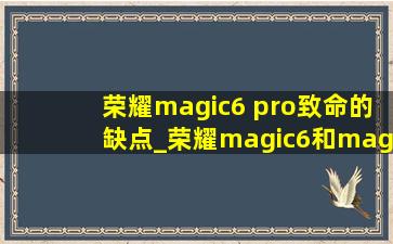 荣耀magic6 pro致命的缺点_荣耀magic6和magic6pro区别